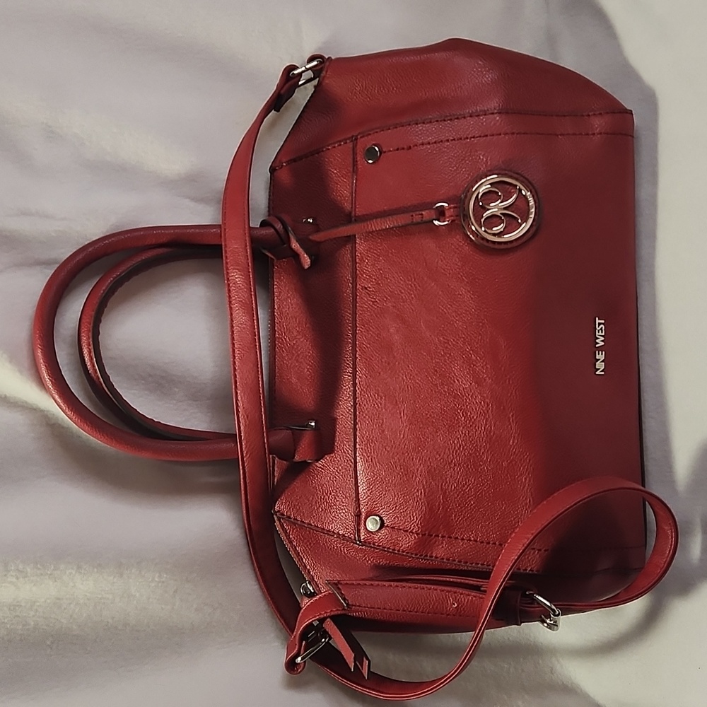 NINE WEST BURGANDY SATCHEL AND CROSS BODY BAG